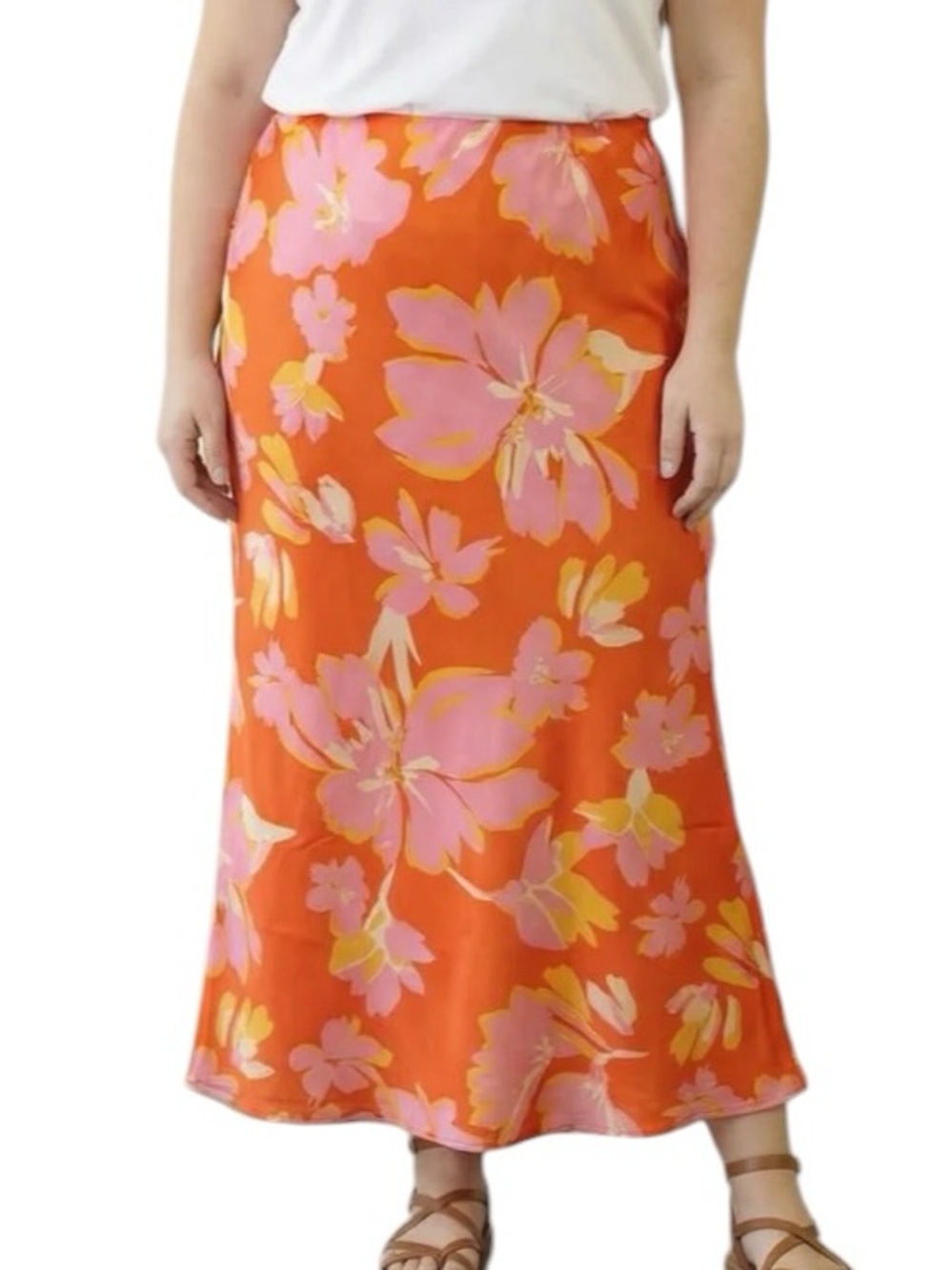 213: AND THE WHY PLUS NWT SKIRT ORANGE (H20) - Picture 1 of 1